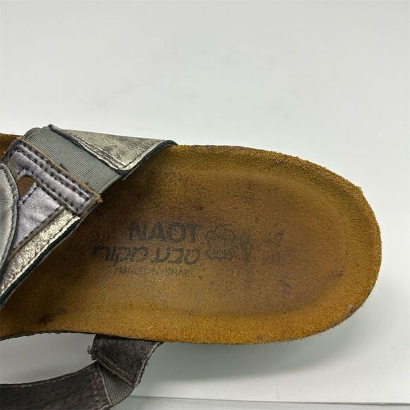 Naot Kimberly Silver and Gold Slip On Wedge Sandal Size 10** Casual Summer - Picture 11 of 11